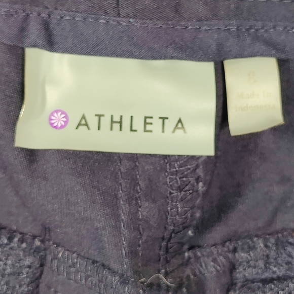 Athleta Stellar Straight Pant Navy Blue Slash Pockets Womens 8 Casual Lightweigh - Picture 9 of 12